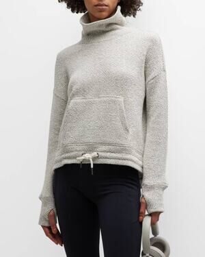 SWEATY BETTY Harmonise Cowl Neck Cotton Blend Boucle Pullover M grey